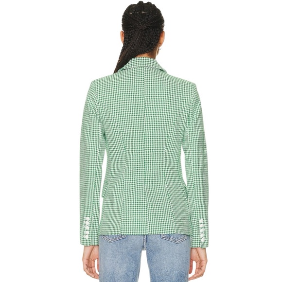 NWT L'AGENCE Kenzie Double-Breasted Blazer Checked Green Grass Size 2 - Picture 2 of 16